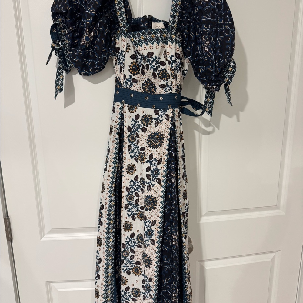 Cleobella Navy and Cream Floral Maxi Dress